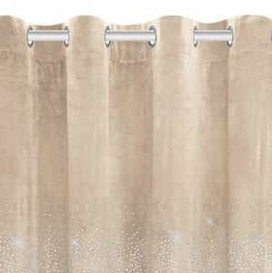Curtain 140 x 250 Decorative Velour Shiny Beige