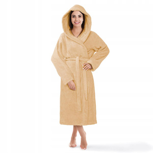 Unisex Hooded Cotton Robe XS Beige