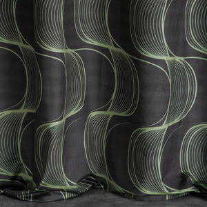 Velvet Pola Curtain 140 x 250 Sash Black+Green