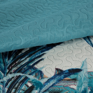 Bedspread 170 x 210 Quilted Pilar White+Turquoise