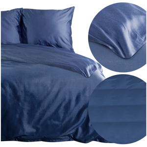 Bedding 160 x 200 3pc Satin Nova3 Navy Blue