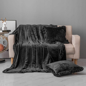 Blanket 150 x 200 Microfiber Frill Ruffly Black