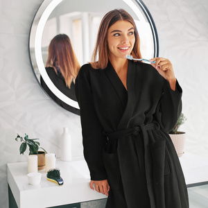 Gofer Unisex Cotton Bathrobe Vizzy S 04 Black