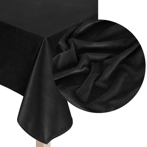 85 x 85 Decorative Velvet Soft Black Tablecloth