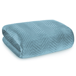Sofia Blue Decorative Velour Bedspread 220 x 240