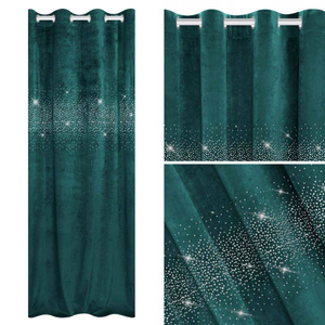 Curtain 140 x 250 Decorative Velour Shiny Turquoise
