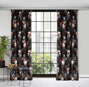 Curtain 140 x 270 Decorative Tape Karen Black+Pink