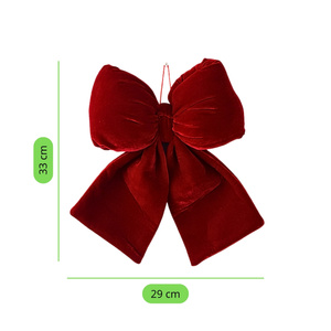 Holly Bow 29 x 33 Christmas Velour Bow 02