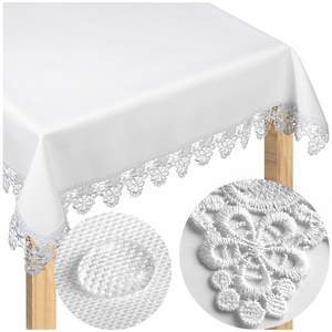 Stainproof Tablecloth with Guipure Lace White 130x180