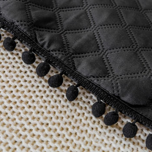 240 x 220 Quilted Two-Sided Pompoo Black Bedspread