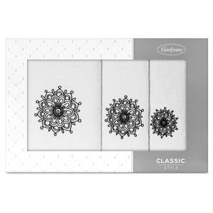 Towel Set 3pcs. Rosette 380 White+Black