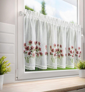 Curtain 60 x 150 Decorative Ready-made Isa White+Bordo