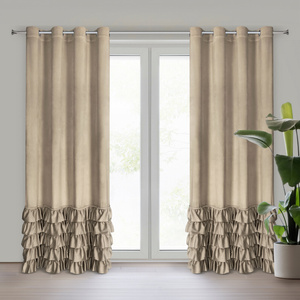 Curtain 140 x 250 Velvet with Ruffle Carli C.Beige