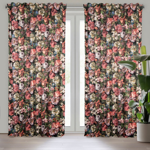 Curtain 140 x 270 Decorative Velvet Peony Bord