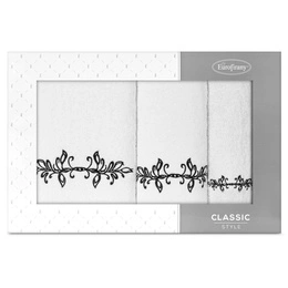 Towel set 3pcs. Camellia 380 White+Black