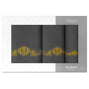 Towel Set 3pcs. Liliana 380 Steel+Mustard