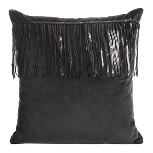 45 x 45 Decorative Velvet Pillowcase Jasper Black