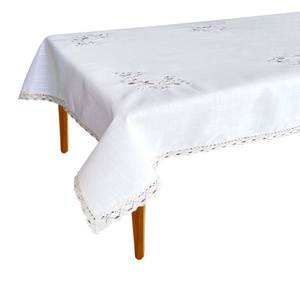 Tablecloth 140 x 240 Decorative Embroidery Pattern 052 Beige