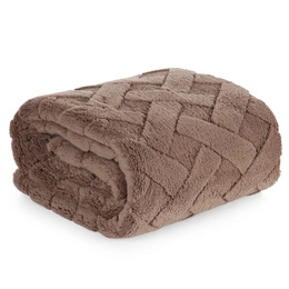 150 x 200 Plush Blanket Herringbone Caro C.Beige