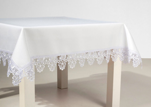 Stainproof Tablecloth with Guipure Lace White 160x250
