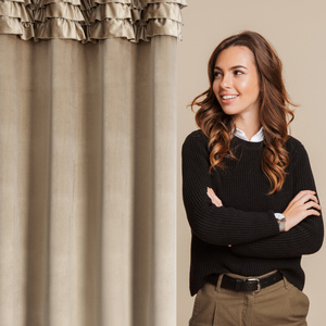 Curtain 140 x 250 Decorative Eyelets Erin C.Beige