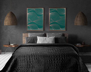 220 x 240 Decorative Velvet Bedspread SALVIA7 BLACK