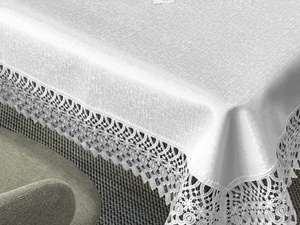 Stain-Resistant Tablecloth 110 x 160 with Lace 2017 White