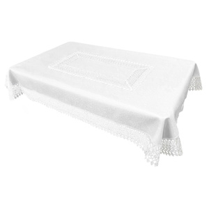 Stain-Resistant Tablecloth 150 x 280 with Lace 2017 White
