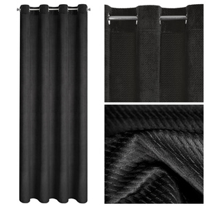 Velvet Eliza Curtain 140 x 250 Pinstripe Black