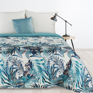 Bedspread 170 x 210 Quilted Pilar White+Turquoise