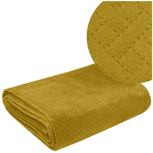 200 x 220 Quilted Velvet Luiz5 Mustard Bedspread