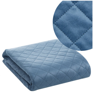70 x 160 Quilted Velvet Luiz5 Blue Bedspread