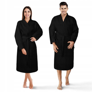 Kimono Robe Gofer Cotton Unisex XS Black