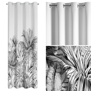 Curtain 140 x 250 Ready-made Nerina Drawstrings Bia+Black