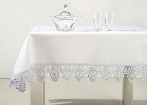 Stainproof Tablecloth with Guipure Lace White 150x220