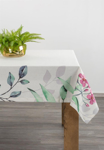 Tablecloth 140 x 280 Decorative Natu7 White+Pink