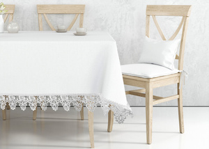 Stainproof Tablecloth with Guipure Lace White 160x250