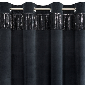 Velvet Jasper Curtain 140 x 250 Pinstripe Black