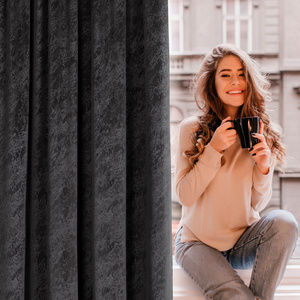 Curtain 140 x 270 Decorative Velvet Rivia Black