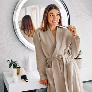 Gofer Unisex Cotton Bathrobe Vizzy M 02 Beige