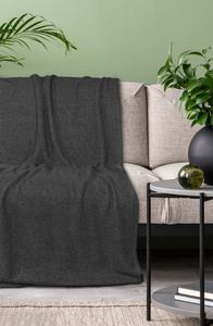 Blanket 200 x 220 Microfiber Boucle Bukla Black