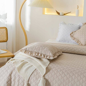 Bedspread 160 x 220 Quilted Double-sided Ruffy Beige