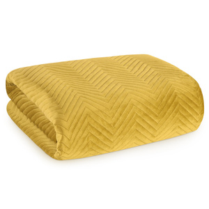 Sofia Mustard Decorative Velour Bedspread 220 x 240