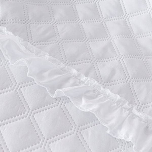 Bedspread 160 x 220 Quilted Double-sided Ruffy White