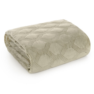 Quilted Velvet Bedspread Sofia5 170 x 210 Beige