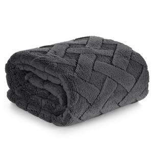 Blanket 170 x 210 Plush Herringbone Caro Steel