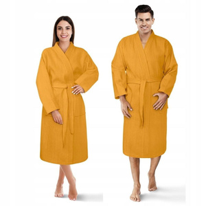 Kimono Robe Gofer Cotton Unisex XXL Mustard