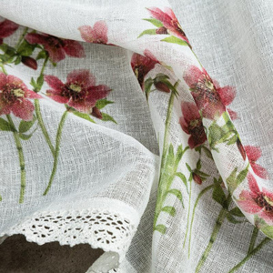 Curtain 60 x 150 Decorative Ready-made Isa White+Bordo