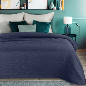 Bedspread 200 x 220 Quilted Decorative Boni2 Navy Blue