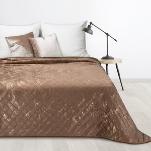 Quilted Velvet Bedspread 200 x 220 Luiz6 C.Beige+Gold